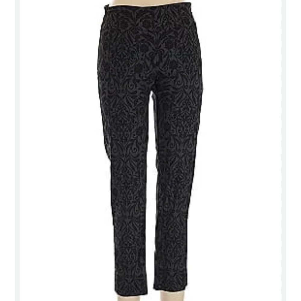 Zac & Rachel Black Velvet Paisley Romantic Cropped Pants Women's Size Large - Picture 1 of 16
